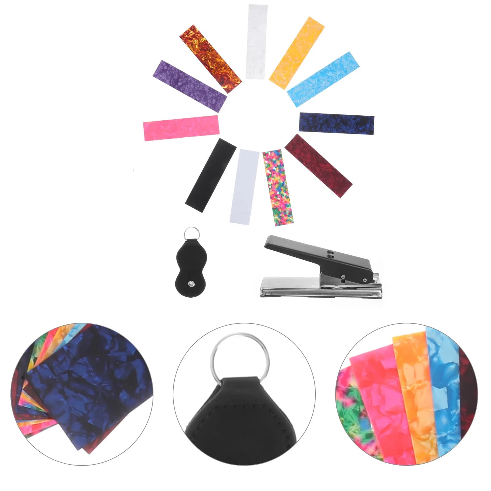 Kit per la creazione di plettri per chitarra, punzone, strumento per plettri, accessorio per strumenti musicali, in ferro resistente, pratico e creativo