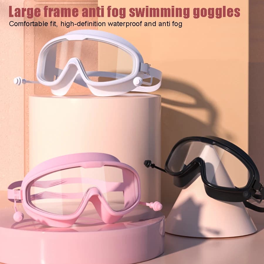 Men's and Women's Swimwear with Large Mount Miopia Transparent High Definition Single-piece Ear Caps waterproof and anti-fog