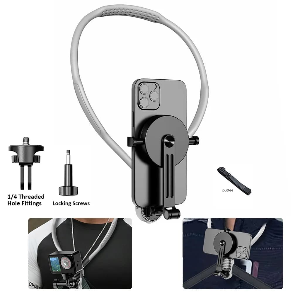 Supporto magnetico per collo in silicone a sgancio rapido per telefoni cellulari iPhone 12 13 14 15 16 Supporto per registrazione video Android Sumsung