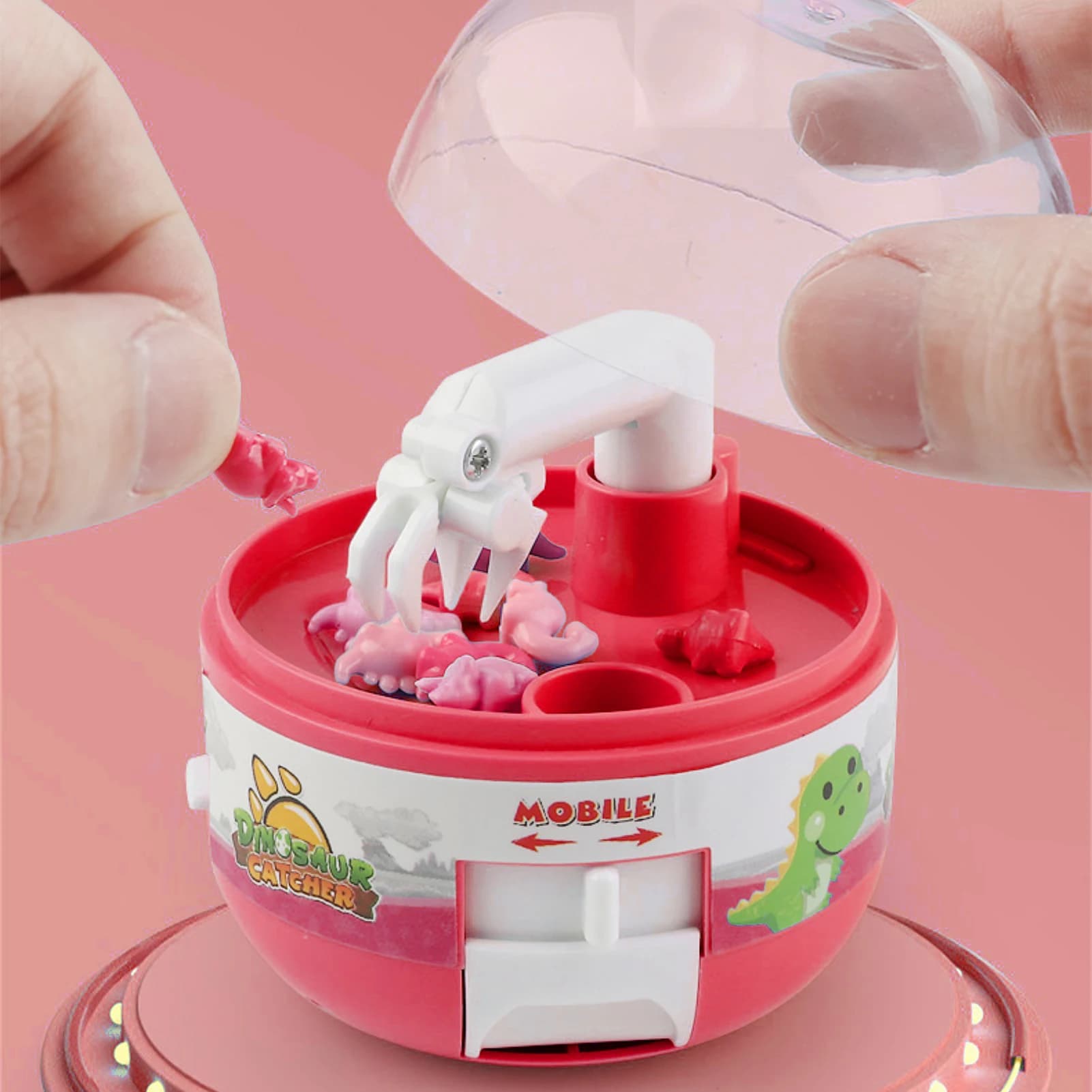 Anime Mini Claw Machine Capsule Toy Catch Dinosaur Game Cute Catcher antistress Micro Dino Figures Gashapon Figures For Kids