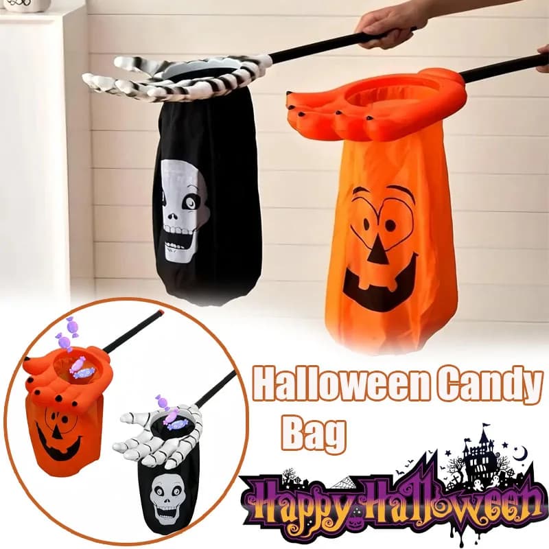 1-3PCS Halloween Candy Bags Skeleton Hand & Pumpkin Pouches for Trick-or-Treat, Kids’ Party Favors & Spooky Decor