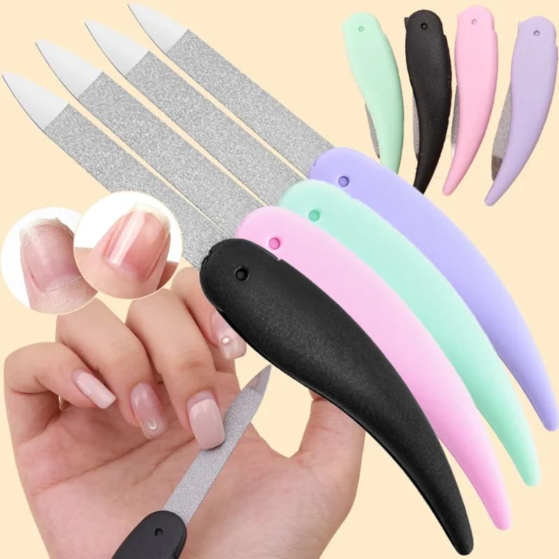 4/1pcs Strisce per unghie Lima per unghie pieghevole a doppio lato Unghie in acciaio inossidabile Bastone per lucidatura Strumenti professionali per manicure e pedicure