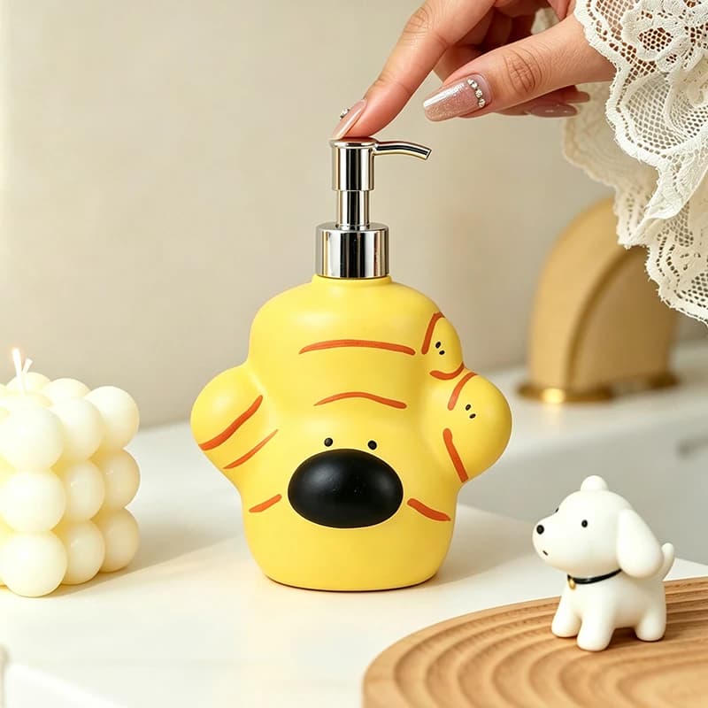 Irregular Puppy Resin Soap Dispenser Soap Liquid Packaging Bottle Lotion Pump Back to School Dorm Bathroom Sink Decor Gift