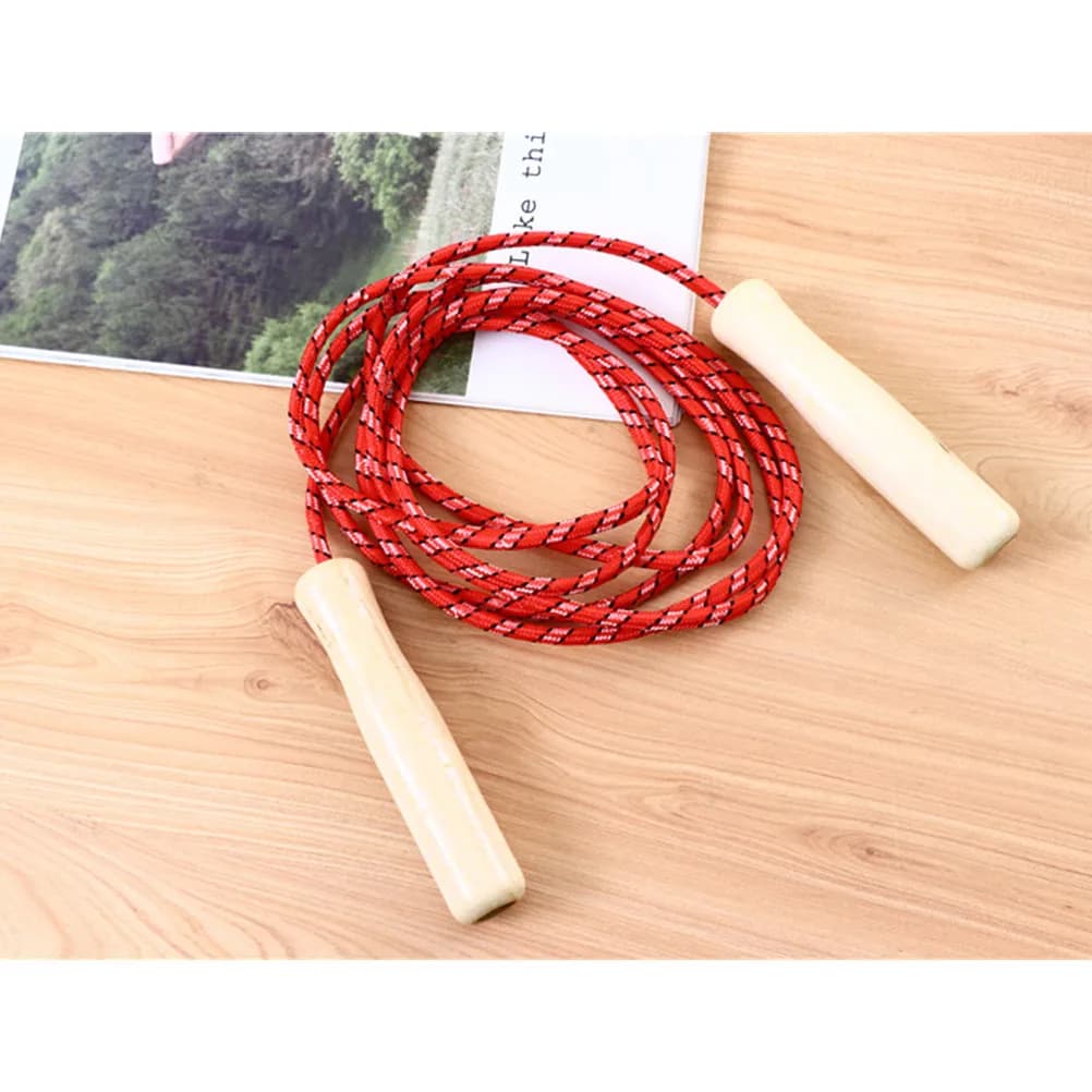 5Pcs Exercise Jump Rope Wooden Handle Comfort Grip Skipping Rope for Students Children Sports Training Weight Management