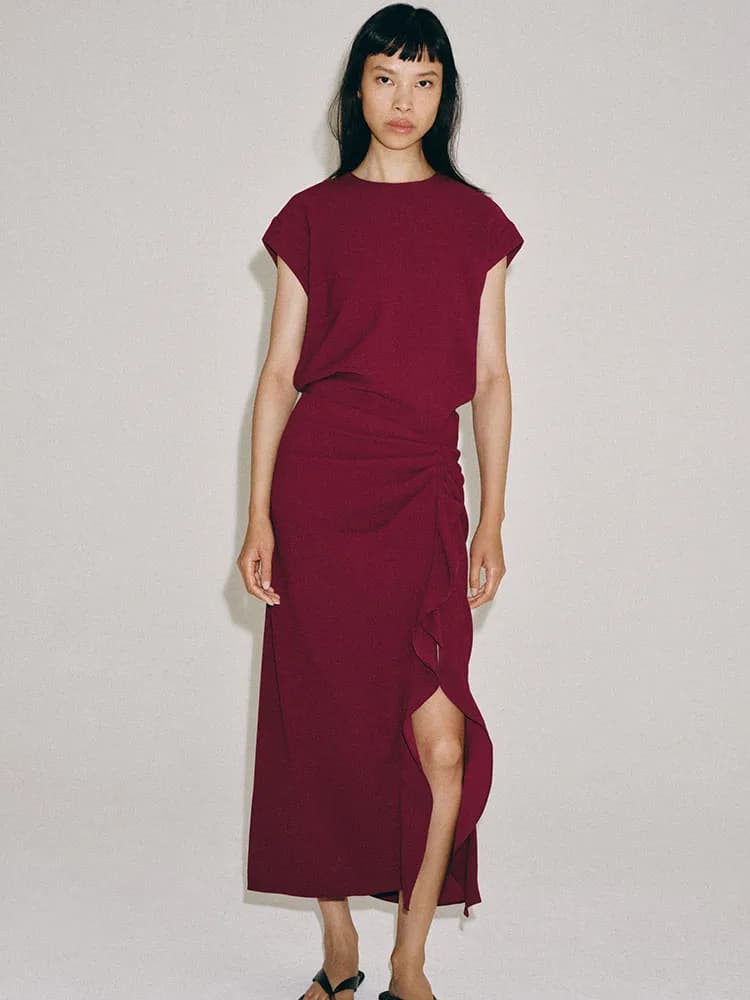 Sweet Elegant 2026 Summer New Women's Sleeveless round Neck Layered Dress Gown Midi Length Daily Wear Other Material 100%