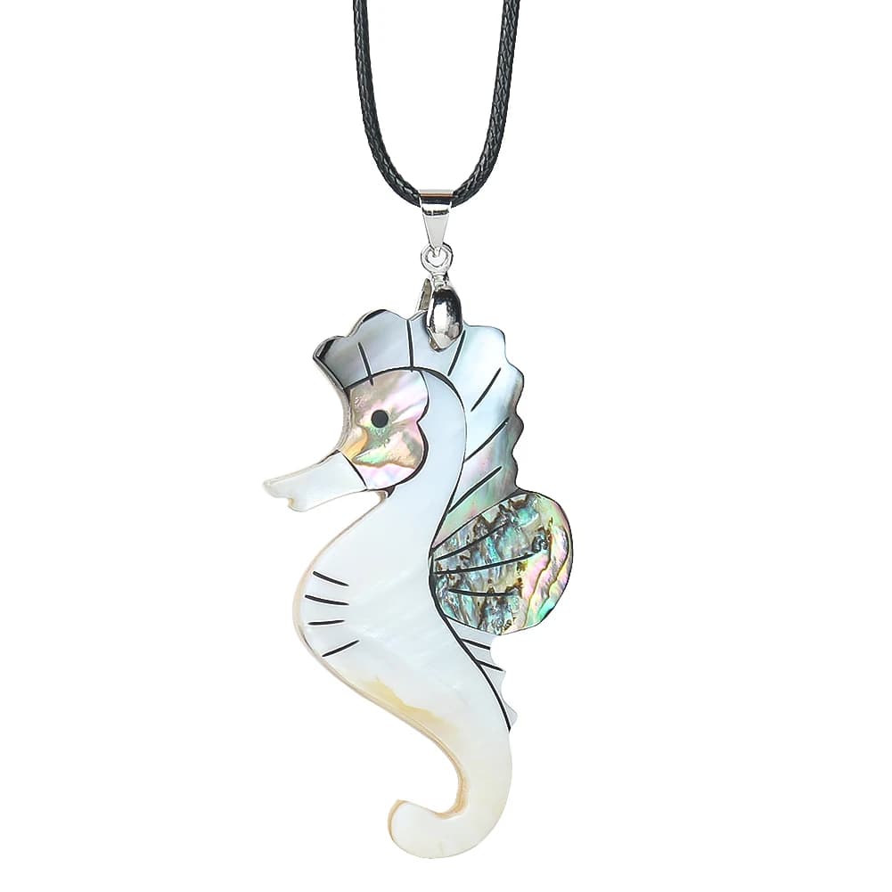Aurora Conchiglia di abalone Ippocampo Splicing Madreperla bianca Collana con conchiglia Ciondolo animale marino Charms Girocollo Gioielli da donna