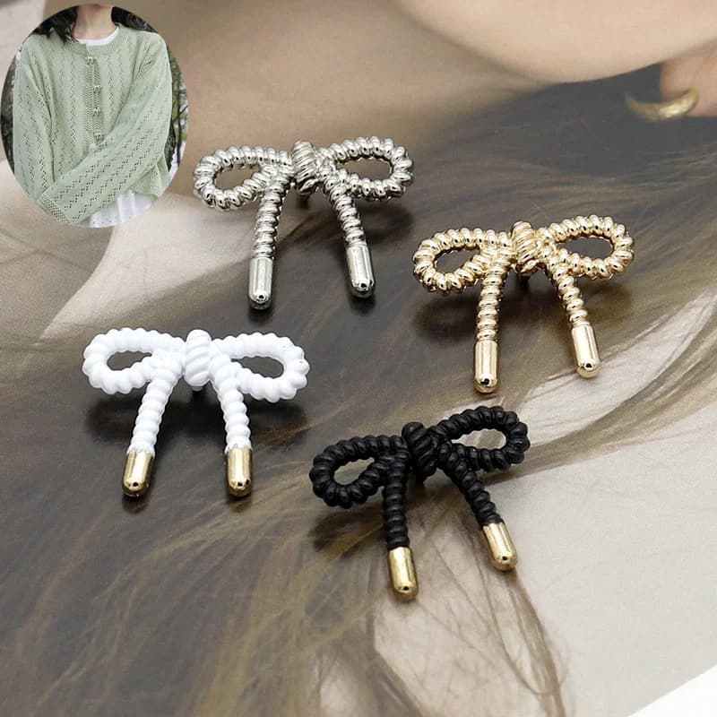 5 pezzi Creativity Bow Design Abbigliamento da donna Bottoni Camicia Cappotto Artigianato fai-da-te per cucire Accessori in metallo per abbigliamento