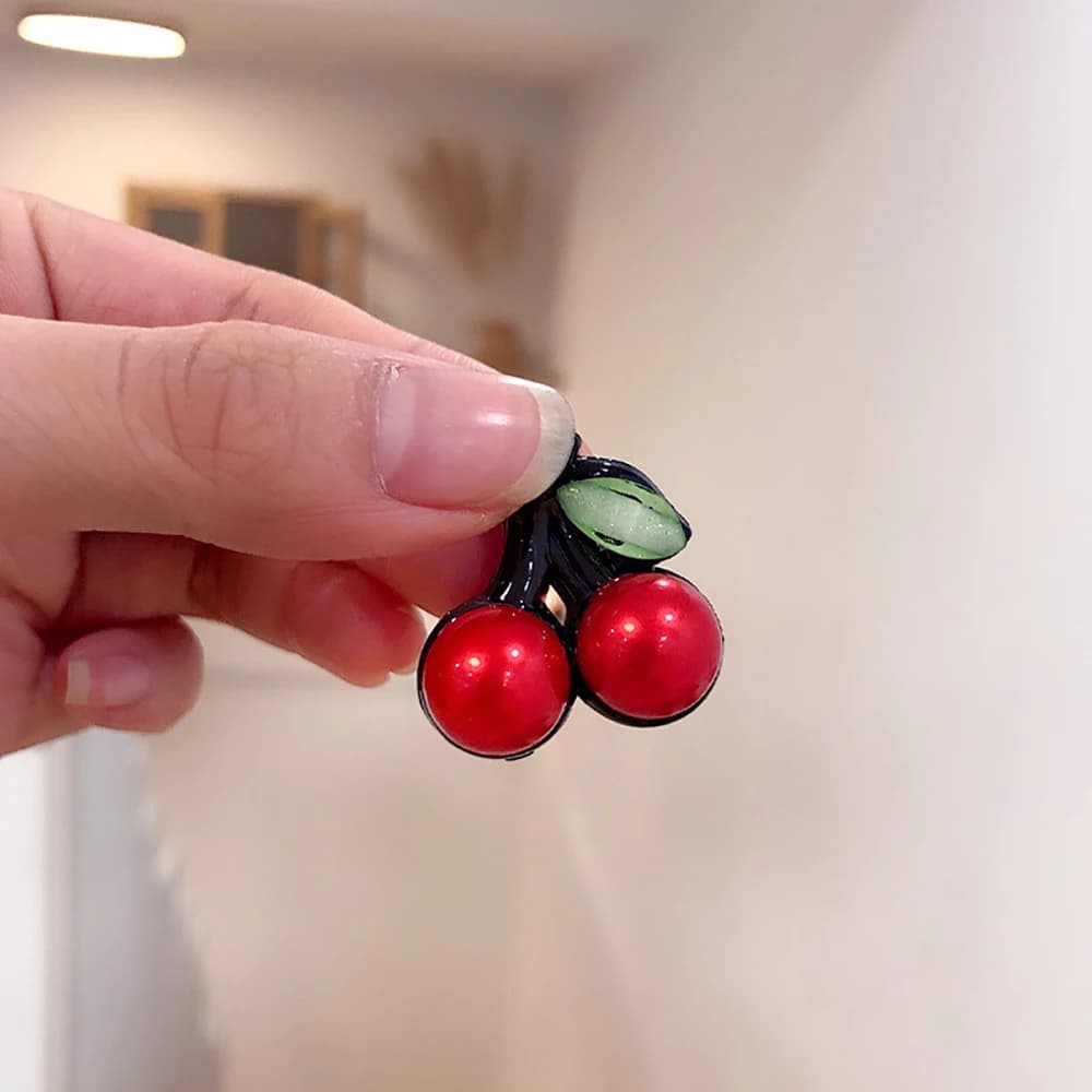 Fermaglio per capelli a forma di ciliegia in plastica per donna, per lavare il viso, accessorio per capelli alla moda