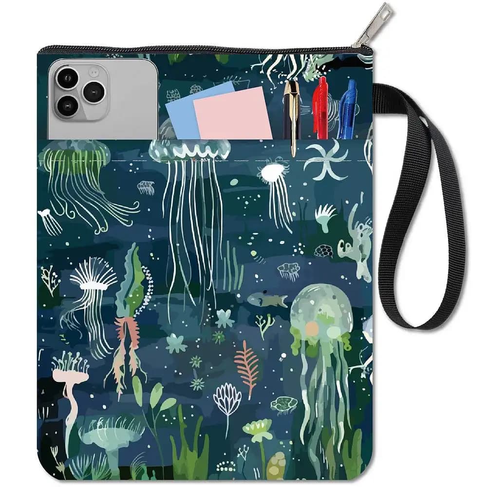 1 copertina per libro in stoffa per notebook, meduse rettangolari, 280 x 220 mm