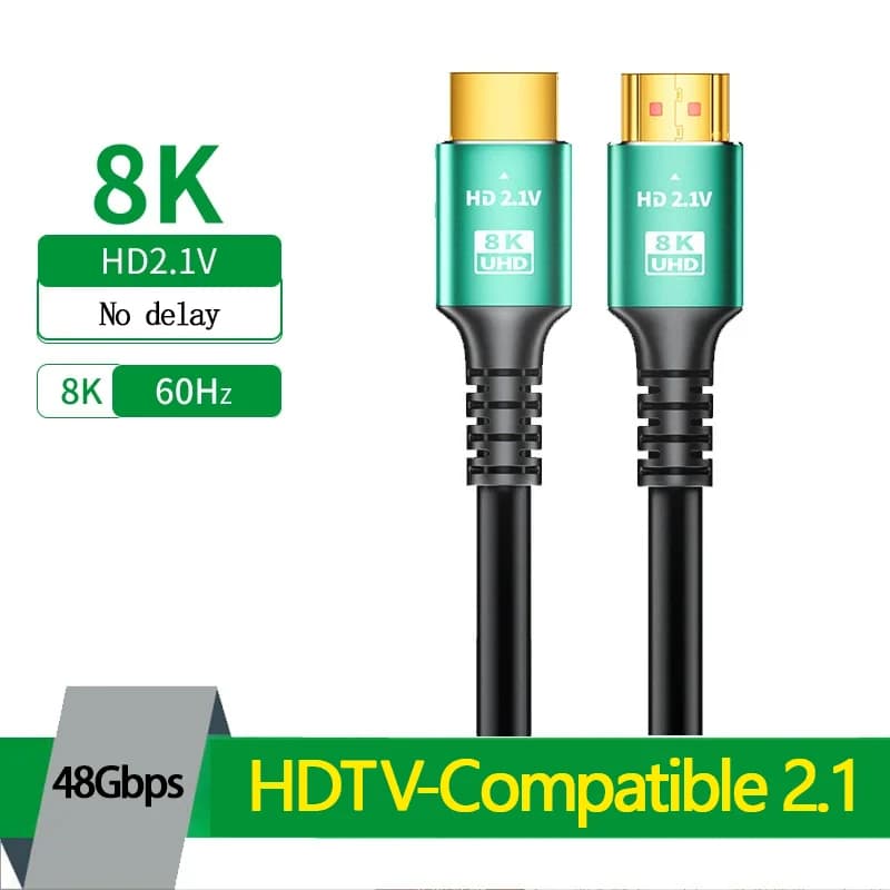 8K HDMI 2.1 Cable, 48Gbps High Speed 8K@60Hz 4K@120Hz eARC HDR 12Bit 3D Video Cables For PC TV Projectors Gaming Monitors 3m/5m