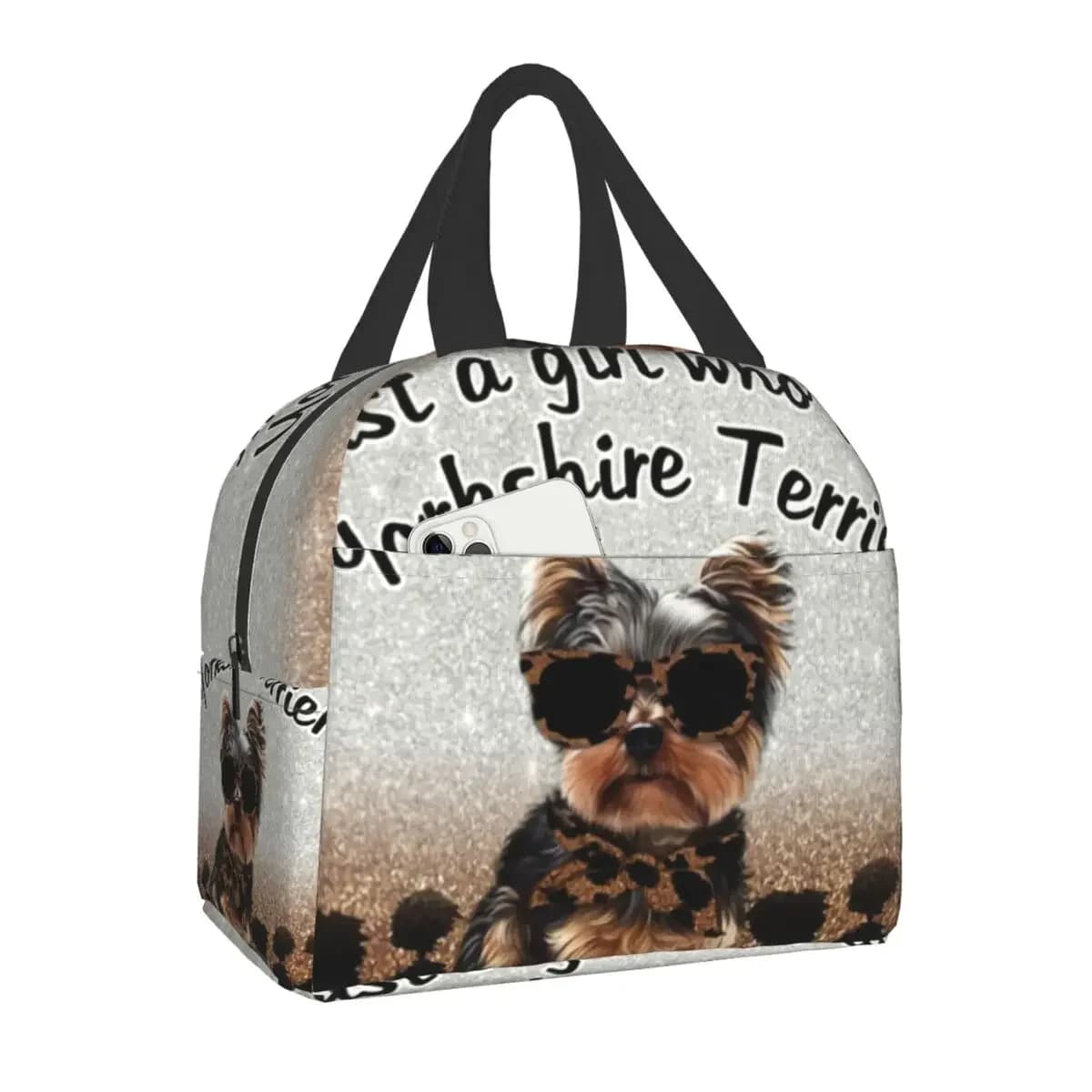 Just A Girl Who Loves Yorkies Borsa per il pranzo termica isolata Yorkshire Terrier Contenitore per il pranzo riutilizzabile Contenitore per alimenti multifunzione