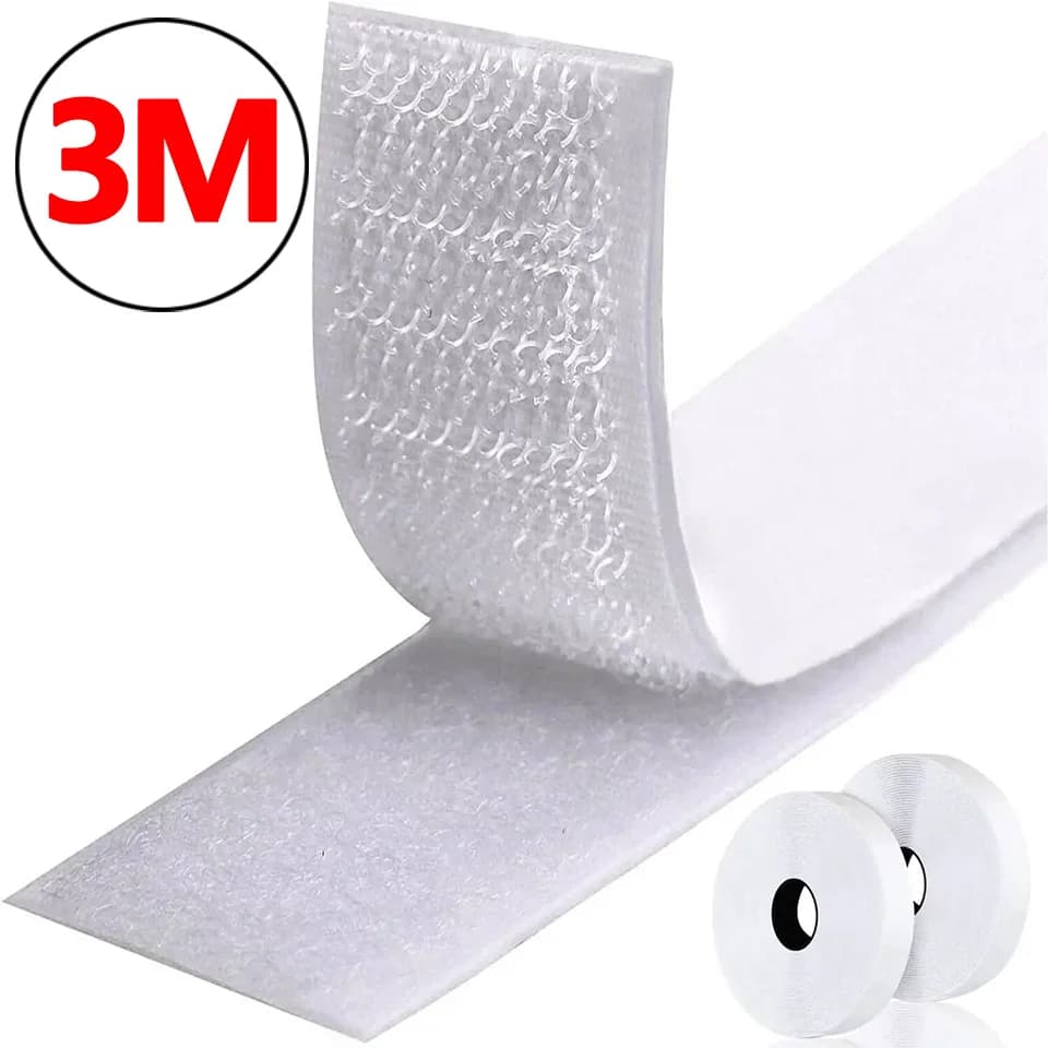 Nastro Adesivo Forte in Nylon con Chiusura a Strappo (Gancio e Anello) da 1/3/5M, con Colla, per Fai da Te e Artigianato, 20MM