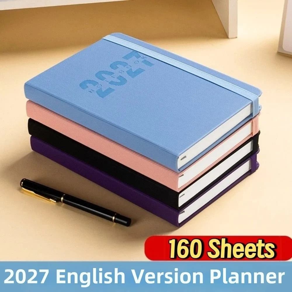 English 2027 Schedule Planner Notepad Wear-resistant 12 Months A5 Agenda Planning Notebook Portable Efficiency