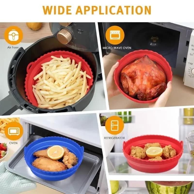 D0AB Confezione da 2 cestelli per pentole in silicone per friggitrice per accessori per forno e friggitrice