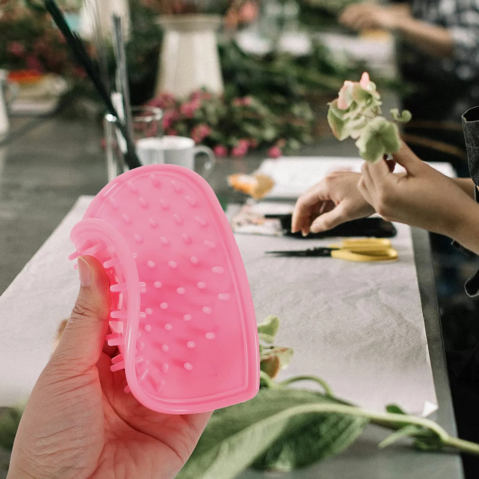 12cm Pink Heart Shaped Garande, Plastic and Iron Rose Leave Sverniciator 14cm, Pruning Scissors, Floral Cesols, DIY Bouquet Tool