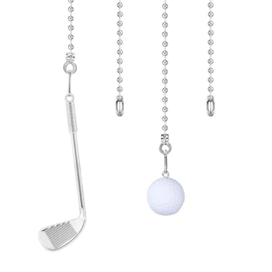 2Pcs Ceiling Fan Pull Chain, Sport Theme String Charm Decorative Extension 14", Fun Light Chains Extender with Connector Access