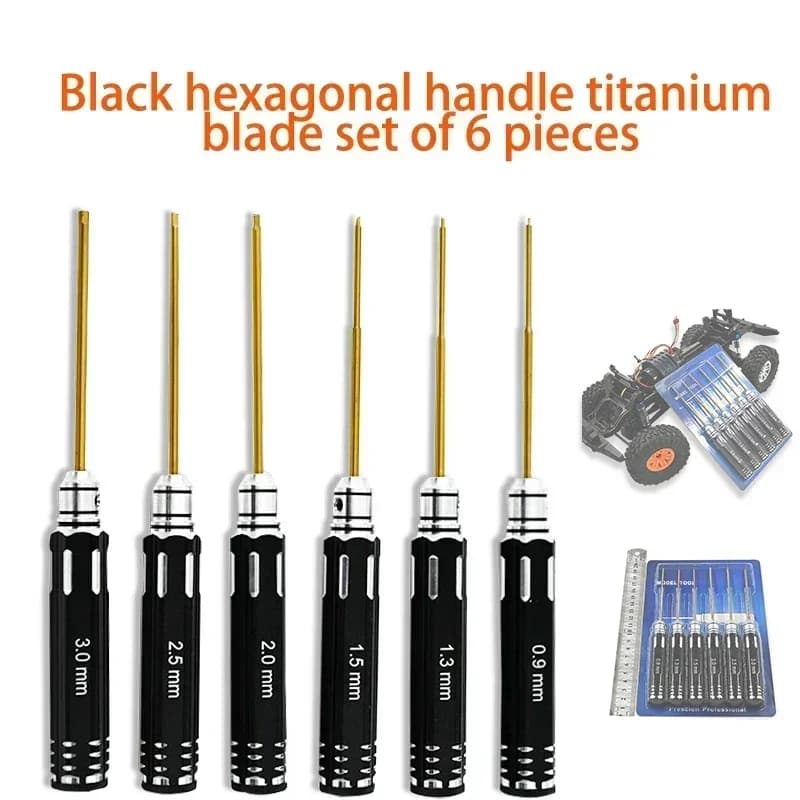 Set di Cacciaviti Esagonali HSS da 0.9/1.3/1.5/2.0/2.5/3.0mm per Modellini RC di Auto, Barche ed Elicotteri