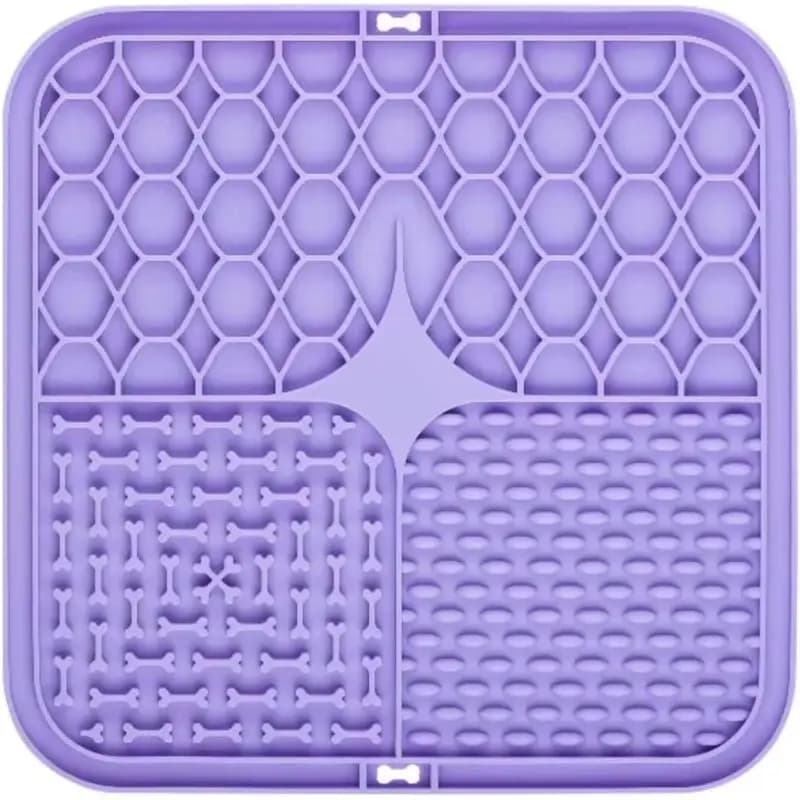 Silicone Slow Feeder Lick Mat for Dogs Cats 3 Zone Textured Pad with Suction Cups for Peanut Butter Wet Food Bath Training