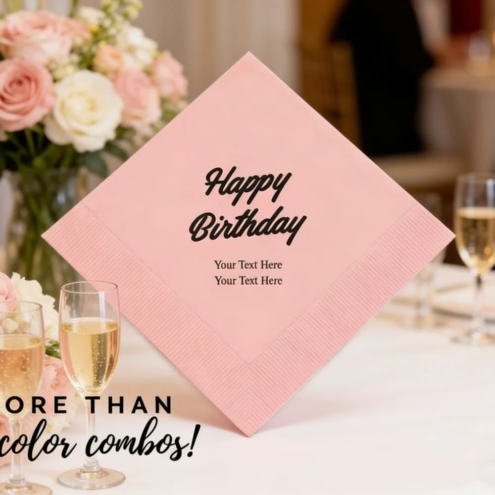 50 Tovaglioli Personalizzati per Festa di Compleanno, Confezione da 50, Tovaglioli per Cocktail Personalizzati per Eventi Speciali
