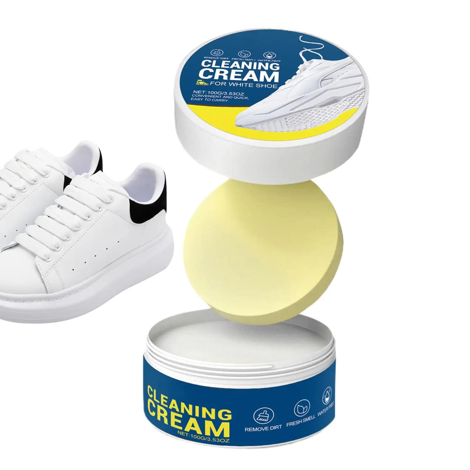 Detergente per la rimozione delle macchie, crema detergente per scarpe bianche, pasta detergente multiuso, pulizia delle superfici senza acqua per la corsa sportiva