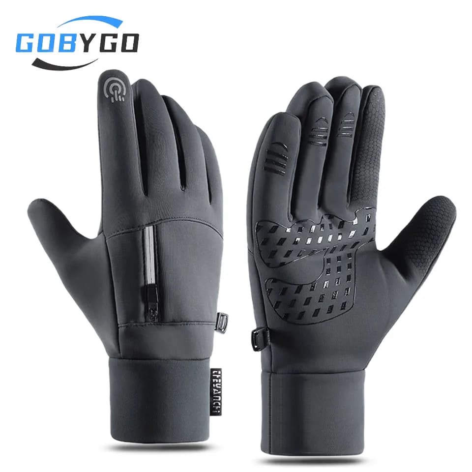 GOBYGO Guanti Guanti da ciclismo antiscivolo in silicone impermeabile Touch screen Guanti da pesca all'aperto ispessiti foderati in pile