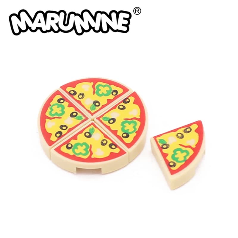 Marumine MOC mattoncini da costruzione accessori alimentari giocattoli tegola rotonda 1x1 quarto con modello fetta Pizza compatibile 25269 blocchi parti