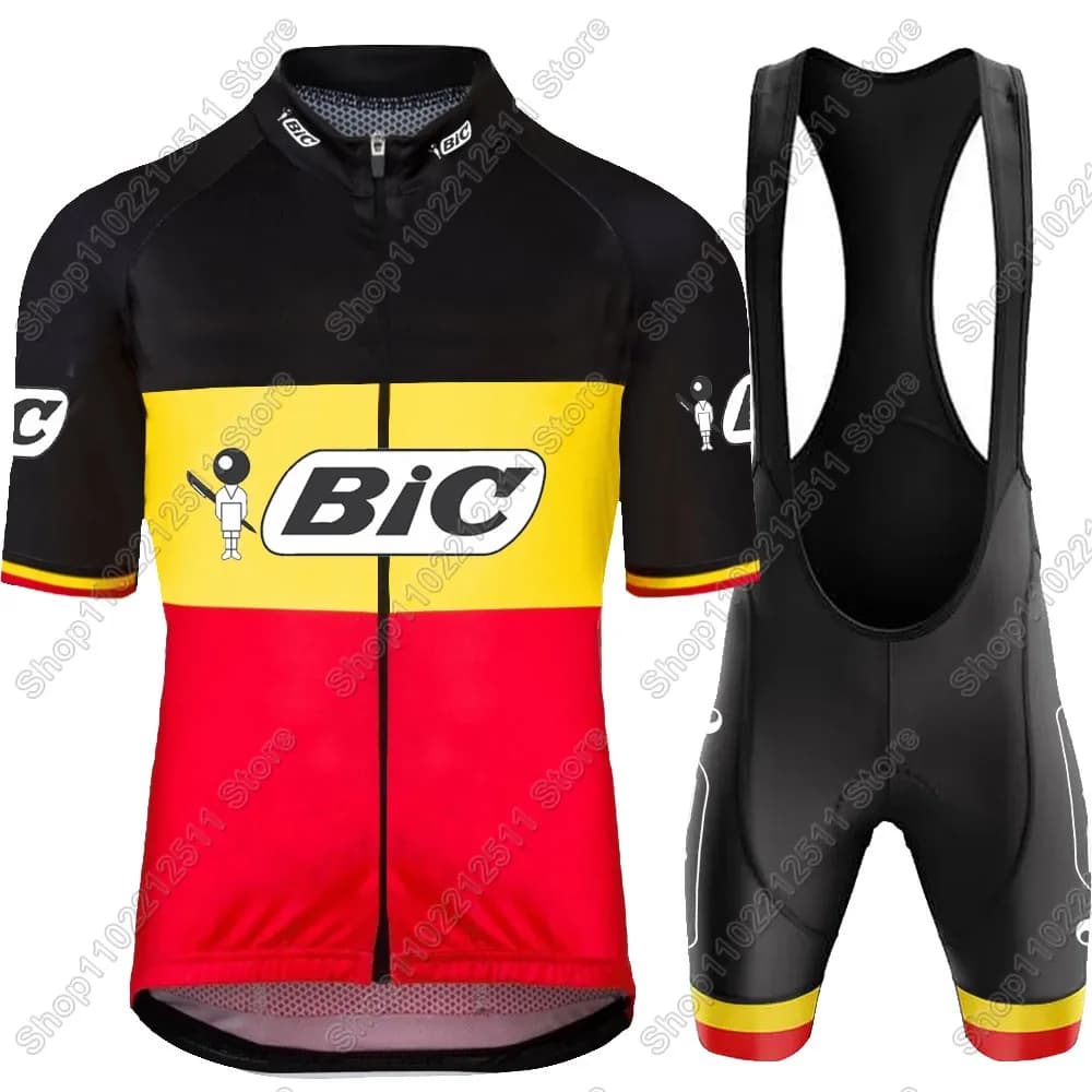 BIC Belgium Team 2025 Cycling Jersey Set Men Summer Cycling Clothing Road Bike Shirts Cycling Shorts MTB Ropa Maillot