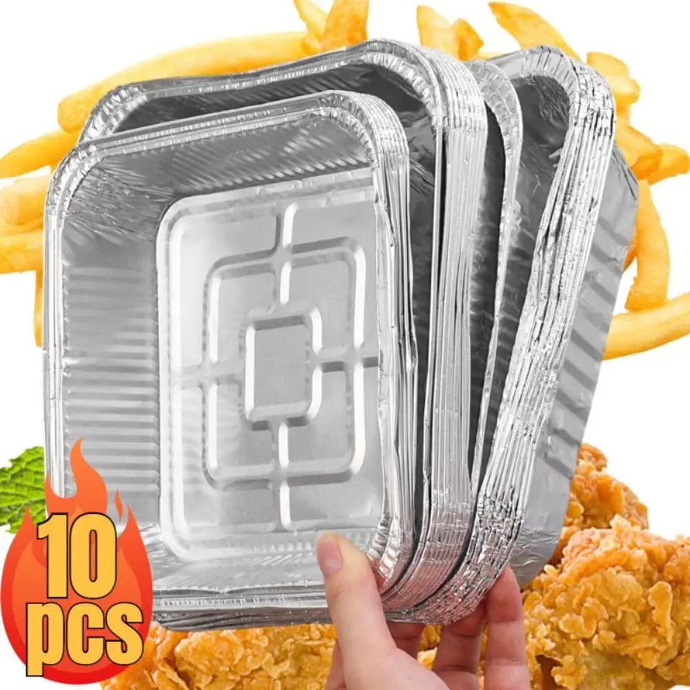 10 pz 6/7/8 pollici vassoio di stagnola per alimenti riutilizzabile antiaderente scatola di alluminio forno strumenti di cottura per barbecue vassoio per friggitrice ad aria resistente all'olio
