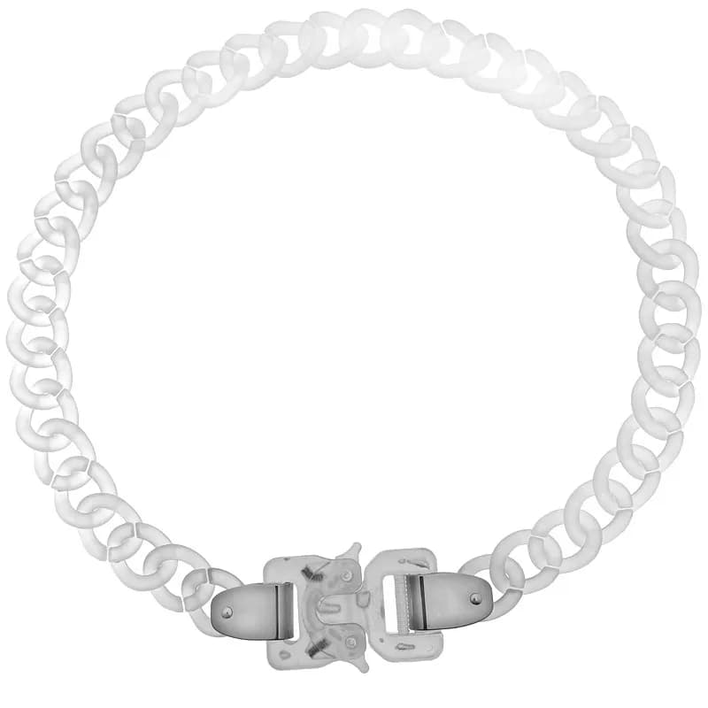 FishSheep Hiphop Collana con lucchetto a catena in acrilico per uomo Donna Punk con fibbia trasparente Pendenti Collane Regalo di gioielli maschili