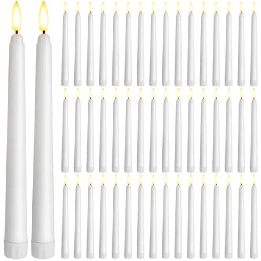 Candele a LED Senza Fiamma a Batteria, Candele a Cono Tremolanti Bianche per Matrimoni, Chiese e Centrotavola