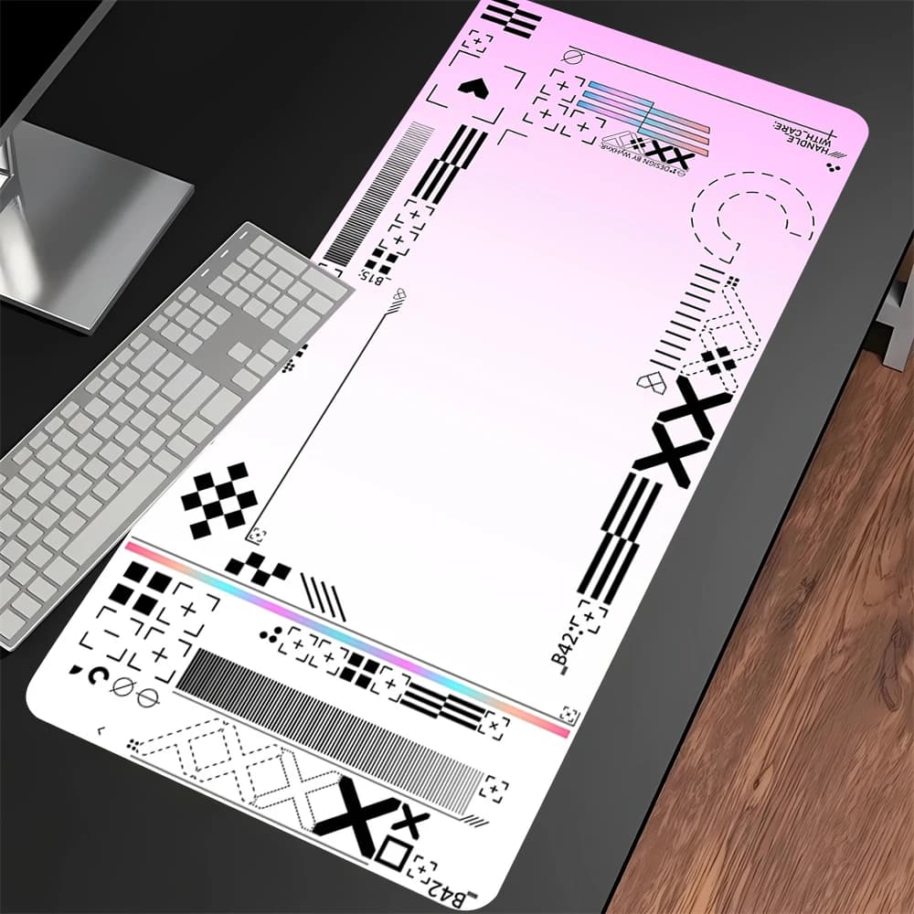 Tappetini per mouse bianchi Printstream, tappetini da gioco grandi, tappetino in gomma per gamer, tappetino da scrivania in gomma, tappetini lunghi da scrivania XXL per Csgo