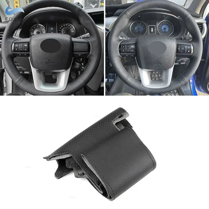 Wheelchair trailer for Toyota Fortuner 2016 - 2019 Hilux 2015-2019 Hand sewn car wheel black leather cover