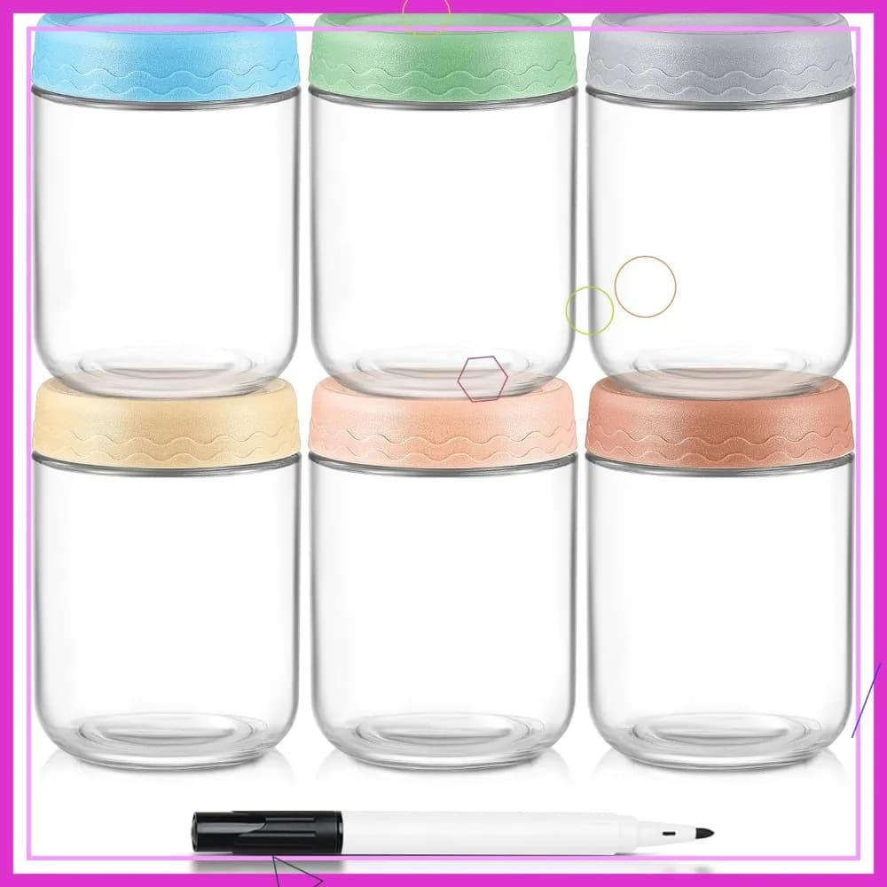 Contenitori in Vetro da 16 Oz per Overnight Oats con Coperchi - Set da 6 Barattoli Ermetici per Preparazione Pasti