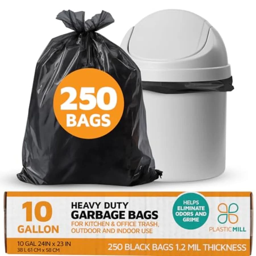 Sacchi per la Spazzatura Resistenti - Sacchi Neri per Rifiuti - Sacchi di Plastica per Spazzatura - Sacchi per la Spazzatura per Cucina, Bagno, Ufficio - Sacchi per Pattumiera - 7-10