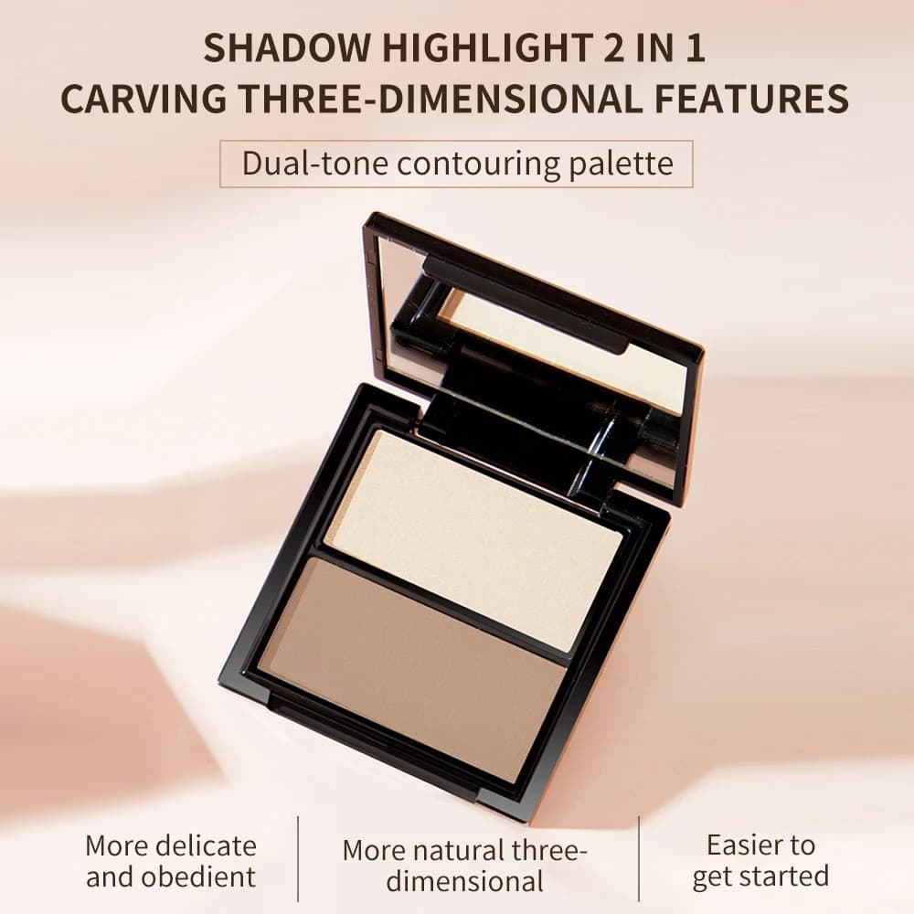 NOVO 3D Sculpting Dual-Color Contouring Palette: The Powder Is Non-powdery and Doesn't Cake, Providing A Natural, Sculpted Look