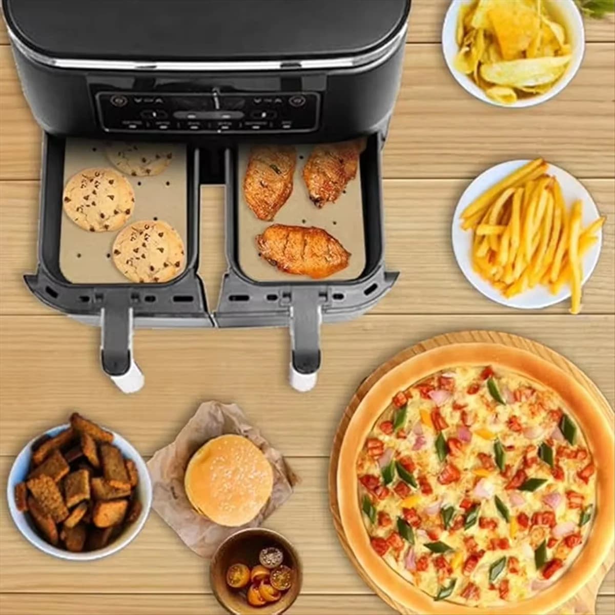A53TT Air Frying Accessories Set for Ninja AF400EU Airfryer in Double Zone Silicone Air Frying Lines Silicone Air Frying Machine