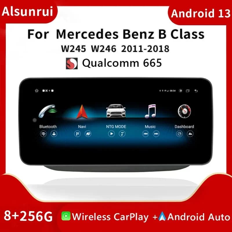 8 core Android 13 Snapdragon 665 per Mercedes-benz W246 2011-2018 Radio BT 4G WIFI navigazione schermo multimediale Wireless Carplay