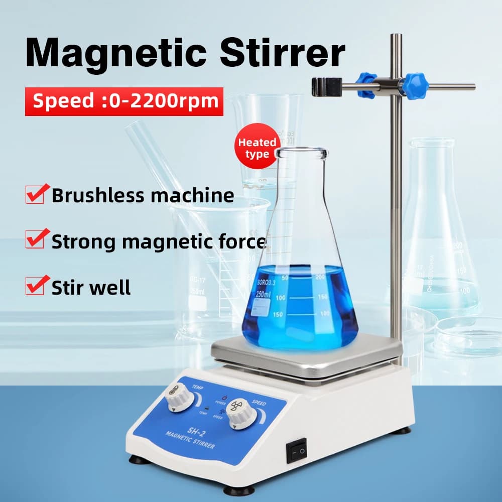 SH-2 Agitatore magnetico riscaldante Miscelatore da 2000 ml Agitatore magnetico per piastra riscaldante da laboratorio regolabile Miscelatore magnetico per liquidi