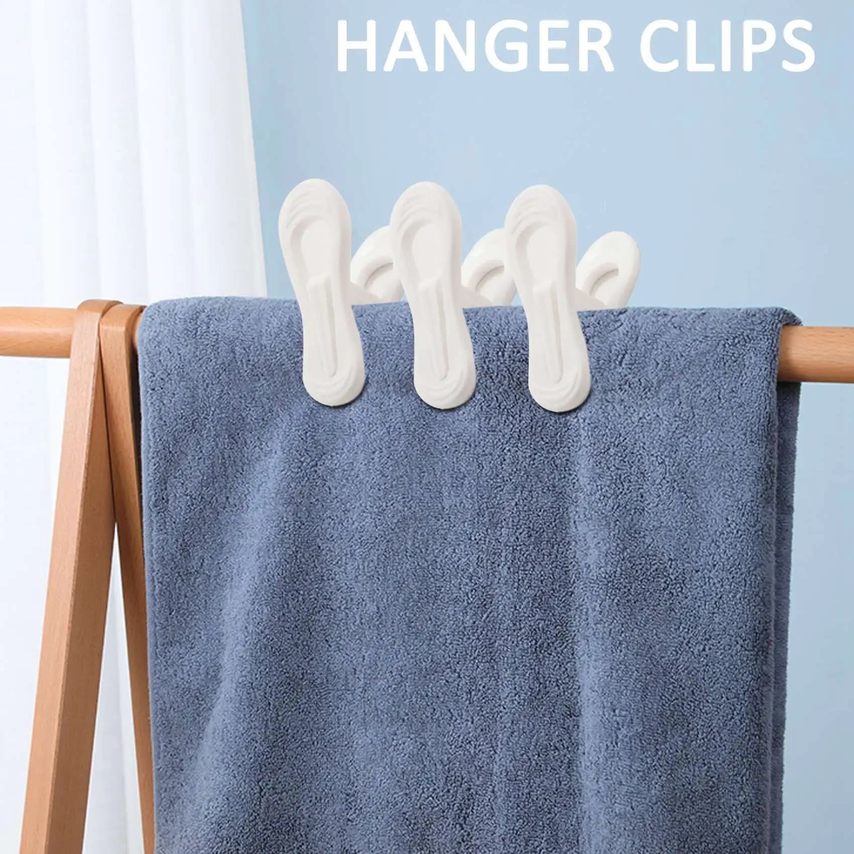 AA05 40 clips for white plastic hangers, clip to be used with finger clip for slim-line clothes, laundry pads