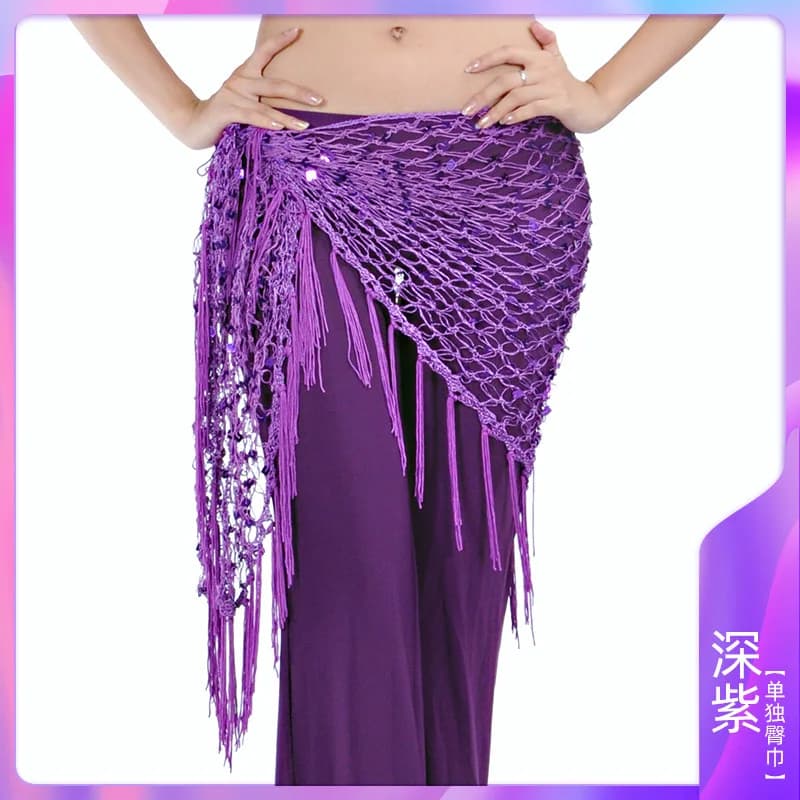 Sciarpa Dancewear solido paillettes hip sciarpa donna danza del ventre scialle triangolare avvolgere l'anca