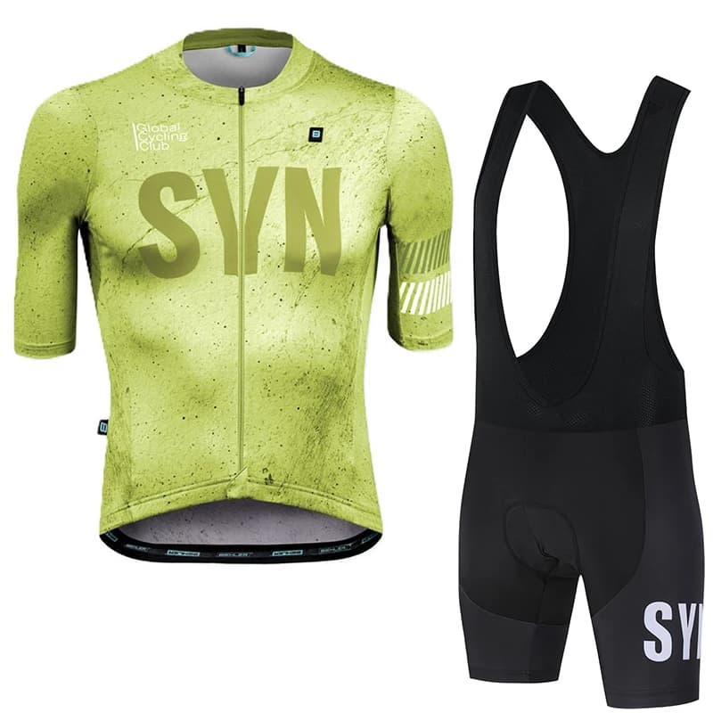 Men's sports clothing set SYN, summer cycling suit, short set, fast drying cycling mesh that absorbs moisture, cycling straps