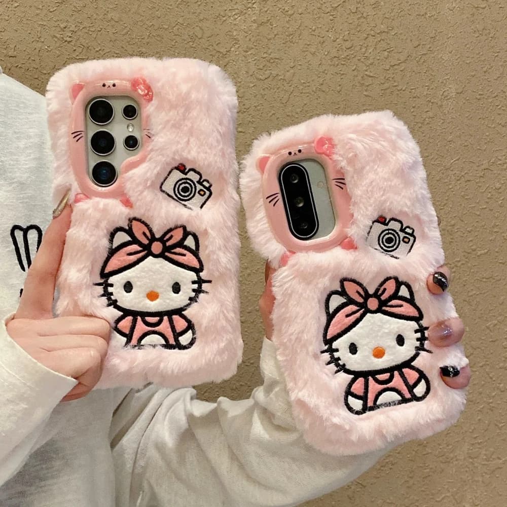 Carino 3D Fotocamera Peluche KT Cassa Del Telefono Per Samsung Galaxy S25 S24 S23 Ultra Plus A14 A15 A36 A35 A54 A55 A16 A17 Copertura Morbida Del Silicone