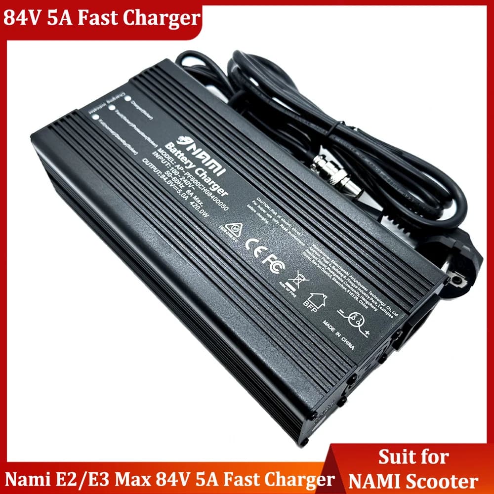 Caricabatterie Rapido Originale Nami E2/E3 Max 84V 5A per Monopattino Elettrico Nami E3 MAX, Ricambio Caricabatterie Rapido 84V 5A