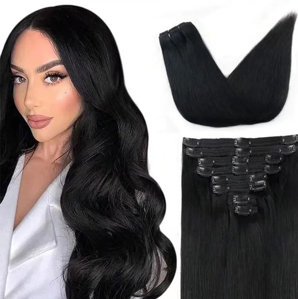 Clip in Hair Extensions True Human Hair 8 Pieces Human Hair Clip Remy in Extensions for Women Straight Invisible Clips