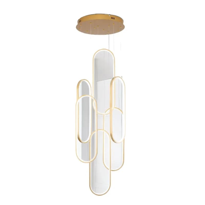 High Ceiling Chandelier Modern LED Ring Pendant Light 3 Color Dimmable Gold Chandeliers Contemporary 78in Hanging Light Fixture with Remote Control for Foyer Entryway Staircase
