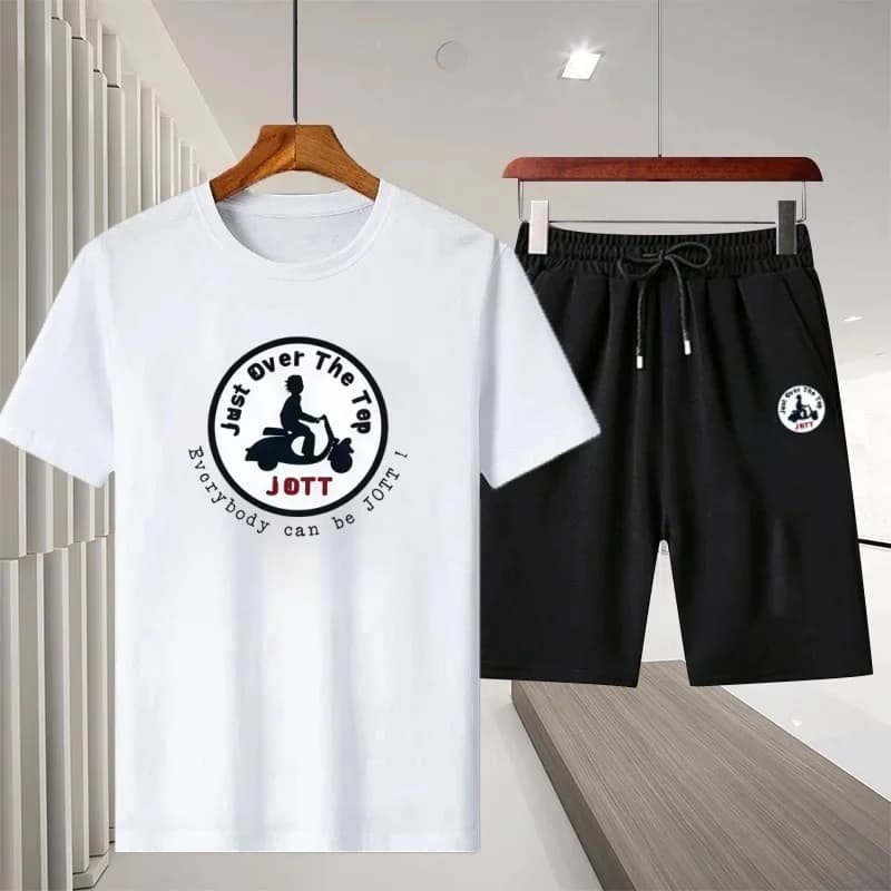 Men's sports suit, new summer 2026, for leisure, outdoor activities, hiking and jogging, set two pieces with breathable short sleeve t-shirts and shorts.
