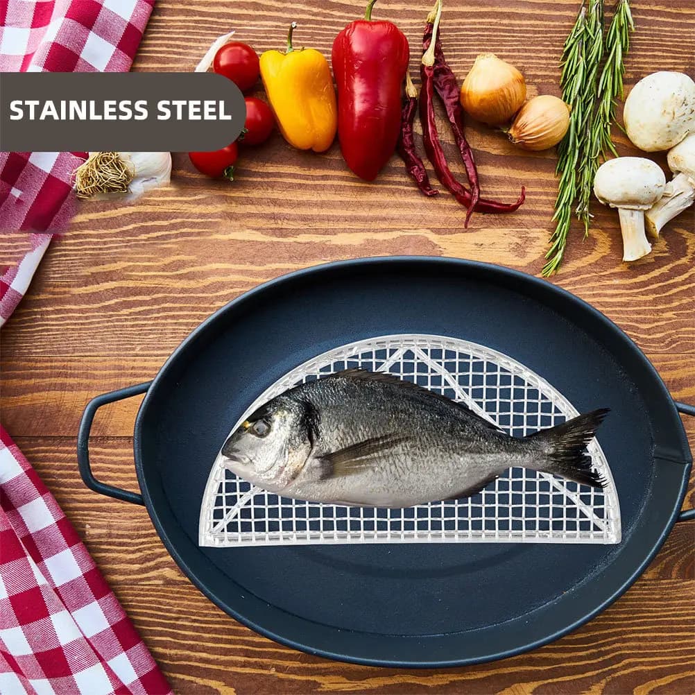 1 Pezzo Griglia Semicircolare in Acciaio Inossidabile per Drenaggio Olio, Resistente al Calore, Supporto per Padella, Gadget da Cucina, Porta Teglie per Arrosto, Lavabile in Lavastoviglie