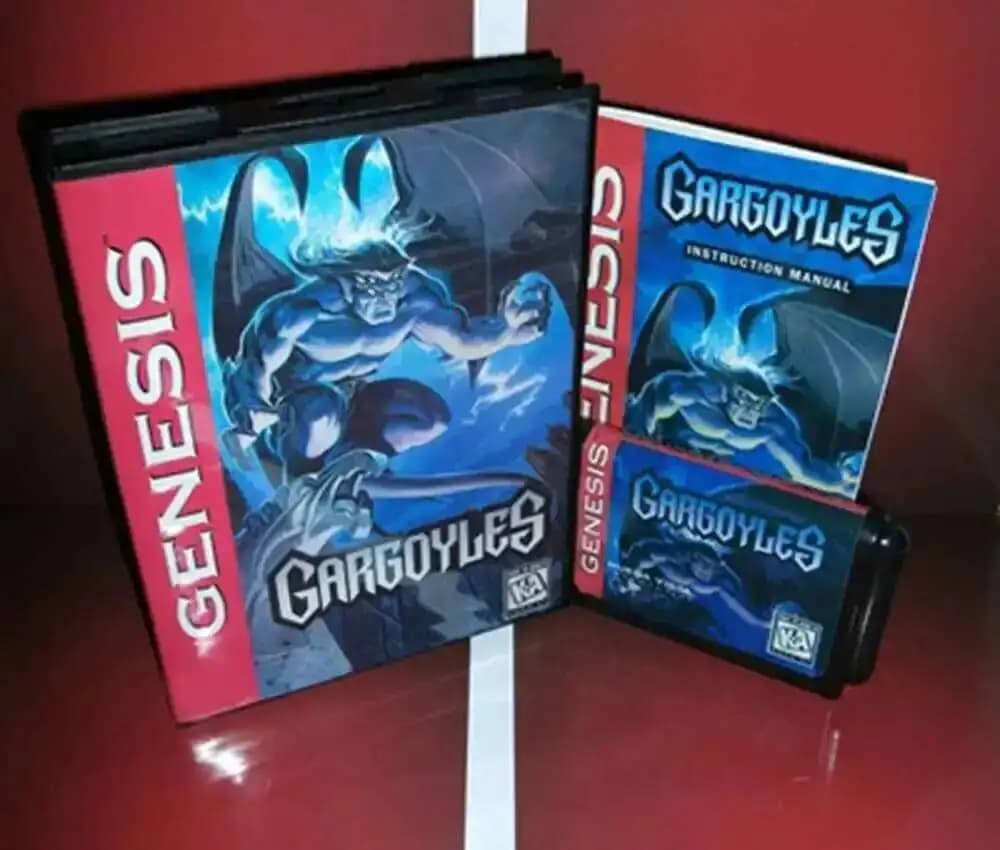 Gargoyles con scatola e cartuccia manuale per carte da gioco Sega MD a 16 bit Sistema Megadrive Genesis