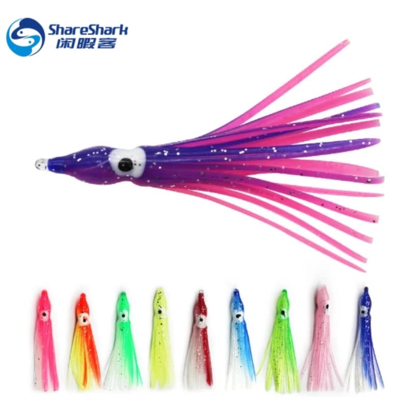 5 Pz/borsa 5-12 cm 20 Colori Glow Calamari per Richiamo di Pesca Ganci di Gomma Morbida Polpo Calamari Gonna Esca Acqua di Mare per Bass Tonno
