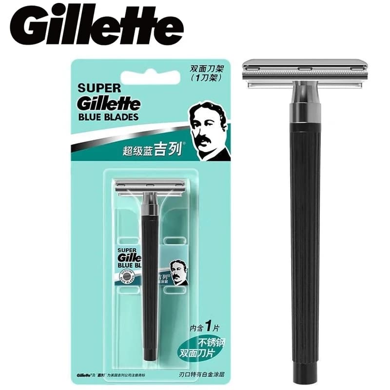Rasoio Gillette Super Blue, Rasoio a Mano Libera per Uomo, Lame in Acciaio Inossidabile, Rasoio di Sicurezza per Barba, Rasoio Gillette